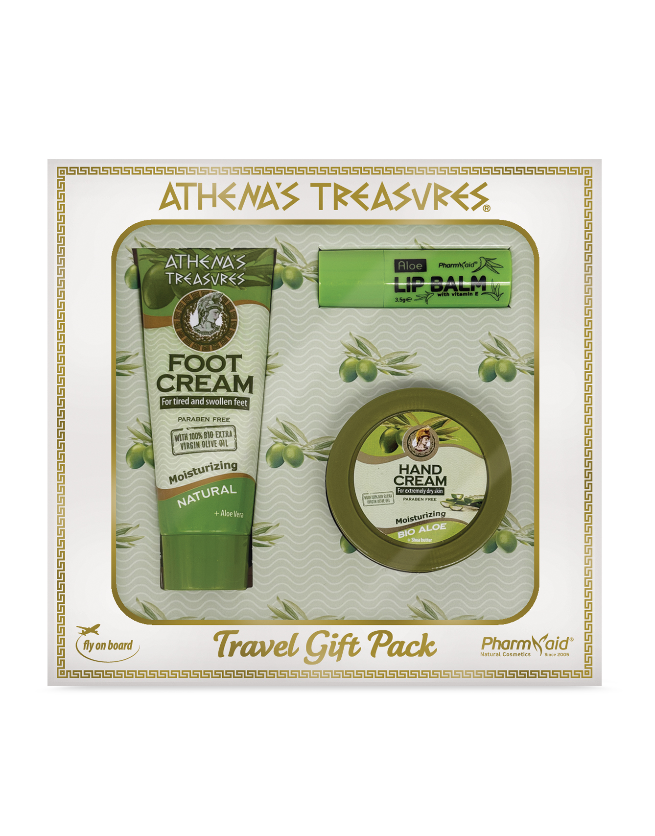 Travel Gift Pack 3A : Hand Cream Aloe Vera 75ml - Foot Cream Natural 60ml - Lip Balm Aloe Vera 3,5gr